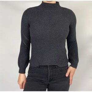 NWT Marine Layer Erin Mock Neck Sweater Charcoal Grey Ribbed Knit Medium